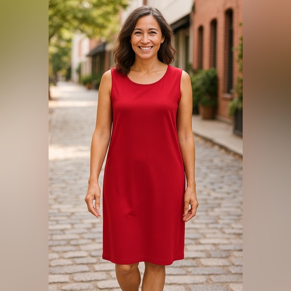 J.Jill Red Pima Cotton Blend Sleeveless Shift Dress – Size Large - Picture 8 of 8